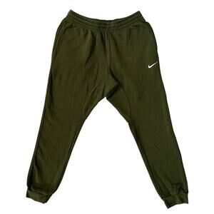 Nike Jogger Pants Men’s Medium Swoosh Logo Fleece Green Streetwear Lounge Cozy